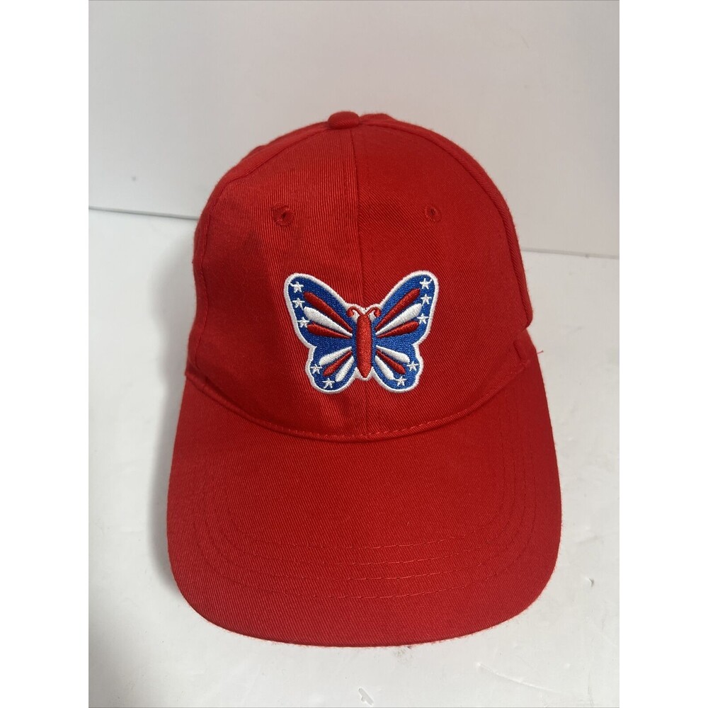 Butterfly Embroidered Patriotic Hat Cap Red White Blue Strapback